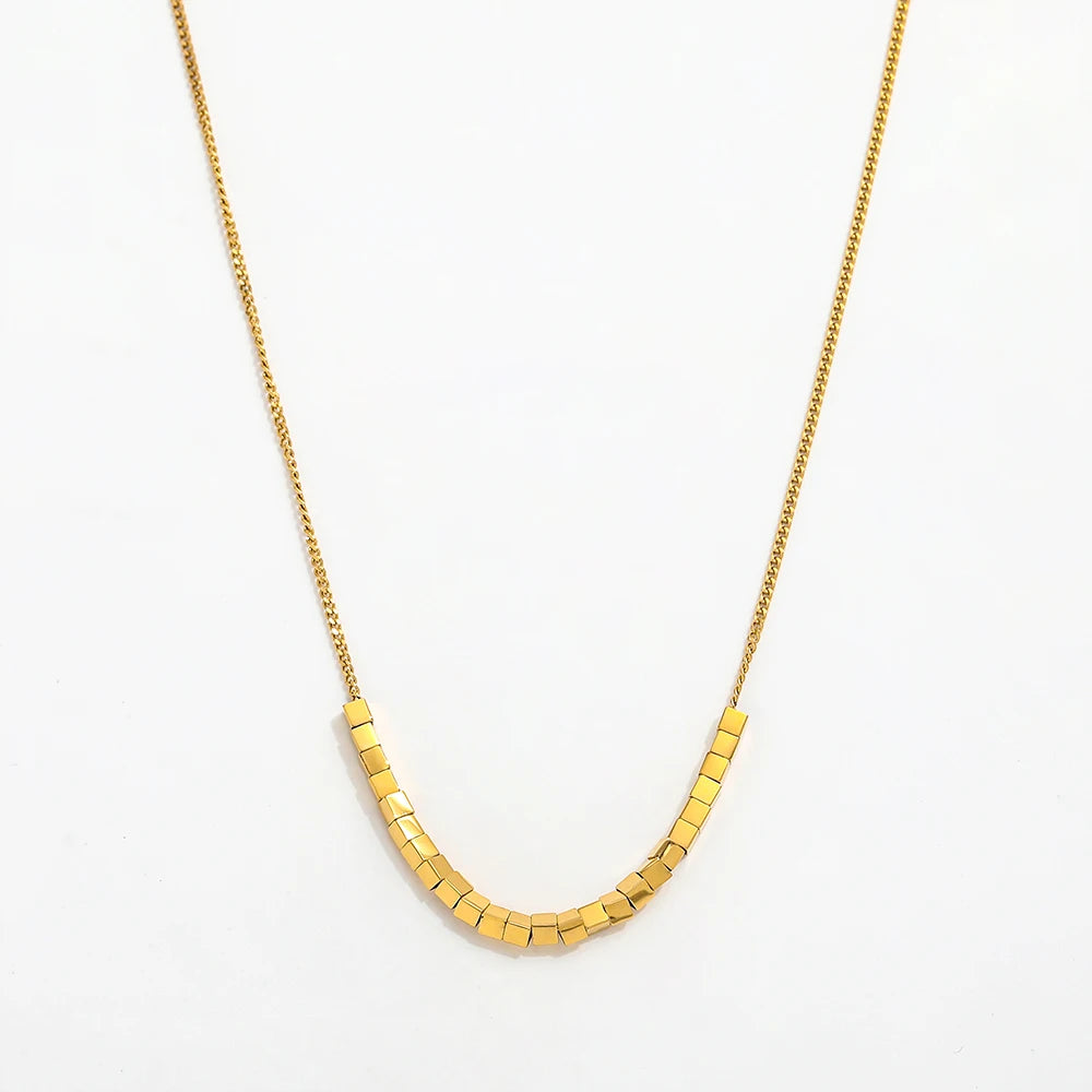 Joolim Jewelry 18K Gold Plated Boxes Pendant Necklace Stainless Steel Fashion Jewelry Wholesale For Women