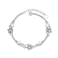 925 Sterling Silver Bracelets for Women/Girls Double-layer Star Design White/Blue/Pink Diamond Zircon Adjustable Fine Jewelry