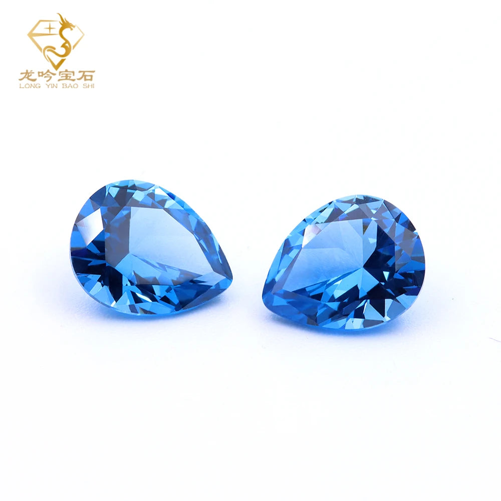 119# Spinel Corundum Gemstone Factory Wholesale Pear Crystal Blue Spinel Stone Beads