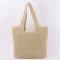 Large Summer Autumn Spring Straw Boho Woven Tote Bag Women Fashionable Beach Handbag Zip Closure Two Portable Shoulder Carrying