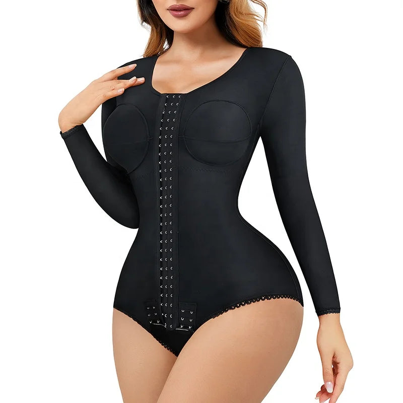 Colombianas Postpartum Post Surgery Shapewear Women Compression Bodysuit Shapewear Long Sleeve