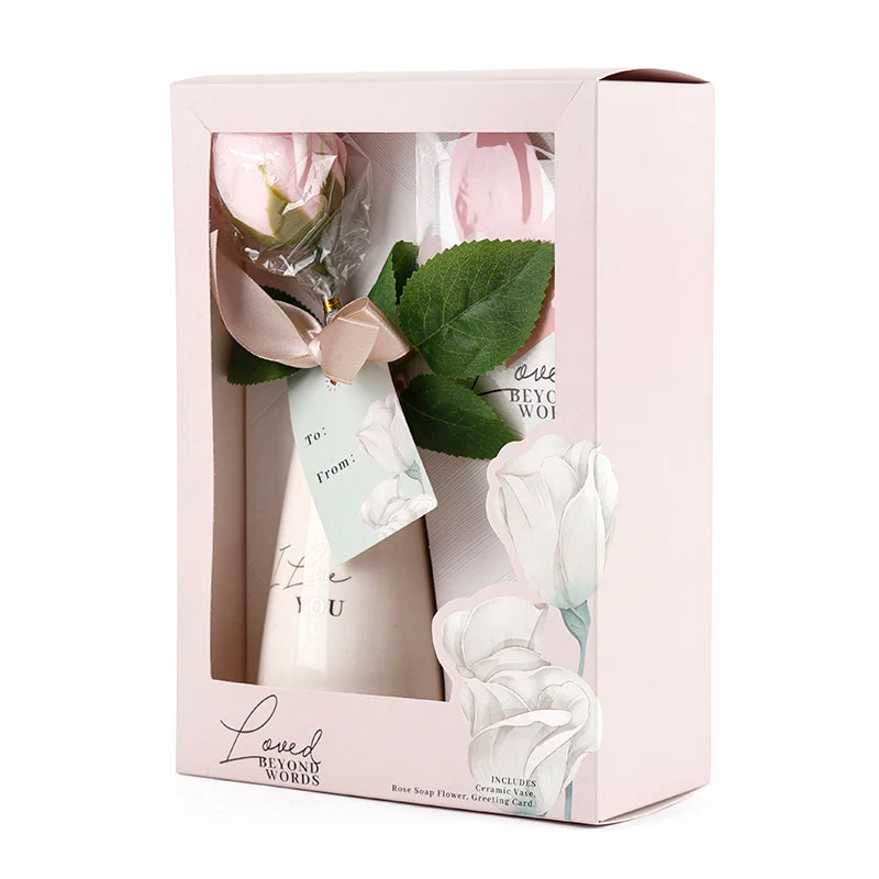 BespritGift Wedding Favors Custom Ceramic Porcelain Flower Vases Decor Love Mothers Valentines Day Gifts Set for Mom & Guest