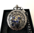 Hollow Manual Gear Antique Stainless Steel Mechanical Pocket Watch Key Chain Retro Roman Design