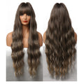High Temperature Resistant Fiber Artificial Hair Long Wig Synthetic Wigs Ombre Dark Brown Hair Wigs for Women