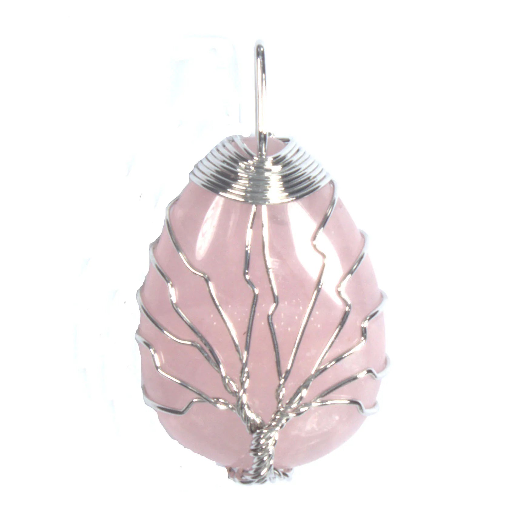 Diy Natural Stone Chakra Necklace Pendant Tree of Life Wire Wrapped Rose quartz Water Drop Shape for Women Men Jewelry Folk Crafts