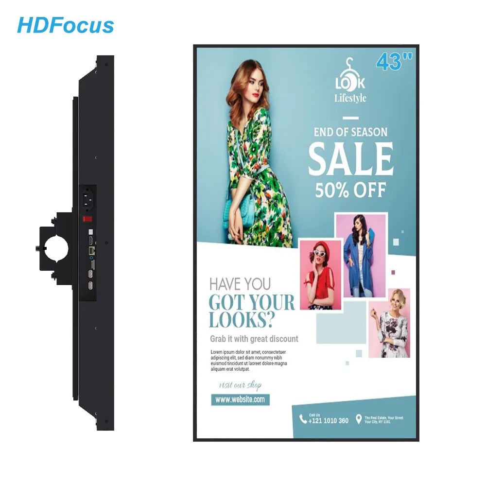 43 Inch Ultra-Narrow Window High Brightness Lcd Advertising Player Digital Window Displays Hanging Window Digital Signage MegaBDM