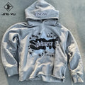 OEM Manufacturer Street Wear Cut Edge Raw Hem Crop Top Pullover No Stings Cropped Hoodie Men Custom logo 3d Puff Print Hoodies