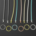 Hip Hop Ice Out  3mm 4mm 5mm 6mm Black Blue 925 Sterling Silver VVS Moissanite Diamond Tennis Bracelet Link Chain Necklace