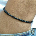 Go2boho Men's Fashion Bracelet Thanksgiving Day Hematite Cross Onyx Beads Natural Stone Bangle Father Gifts