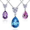 SC Trend Temperament 925 Sterling Silver Necklace Fine Women Jewelry Waterdrop Crystal Zircon Pendant Necklace for Women
