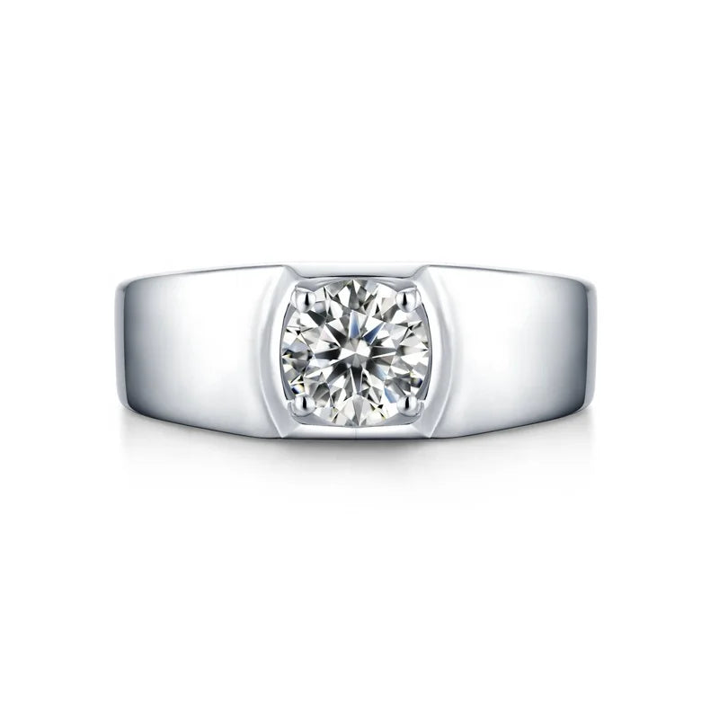 Abiding Fashion Adjustable Ring 925 Sterling Silver Jewelry 1Ct Moissanite Diamond Engagement Men Rings for Wedding
