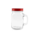 Wholesale 420ml 14oz Glass Coffee Mug for Drinking Glass Jar with Handle and Lid