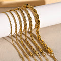 Wholesale 2 3 4 5 8 MM Gold Plated Twist Extend Chain Bracelet Tarnish Free Stainless Steel Twisted Rope Chain Bracelet