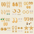 MC236 Wholesale Stainless Steel Earrings 3pcs/set Geometric 18K Gold Plated Chunky Earrings Hoops Fashion Jewelry Stud Earrings
