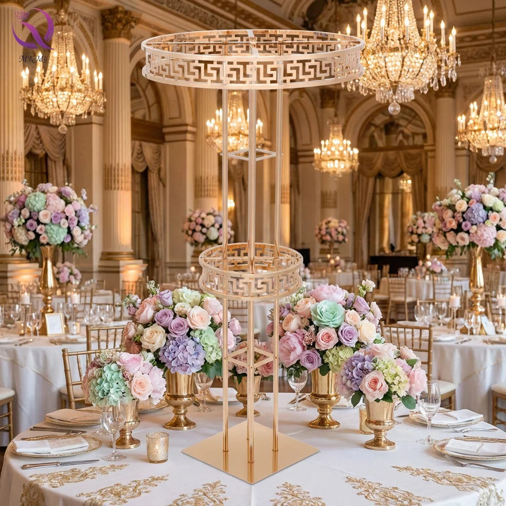 Modern Metal Gold Geometric Wedding Centerpiece Flower Stand Arrangement 50cm X 120cm