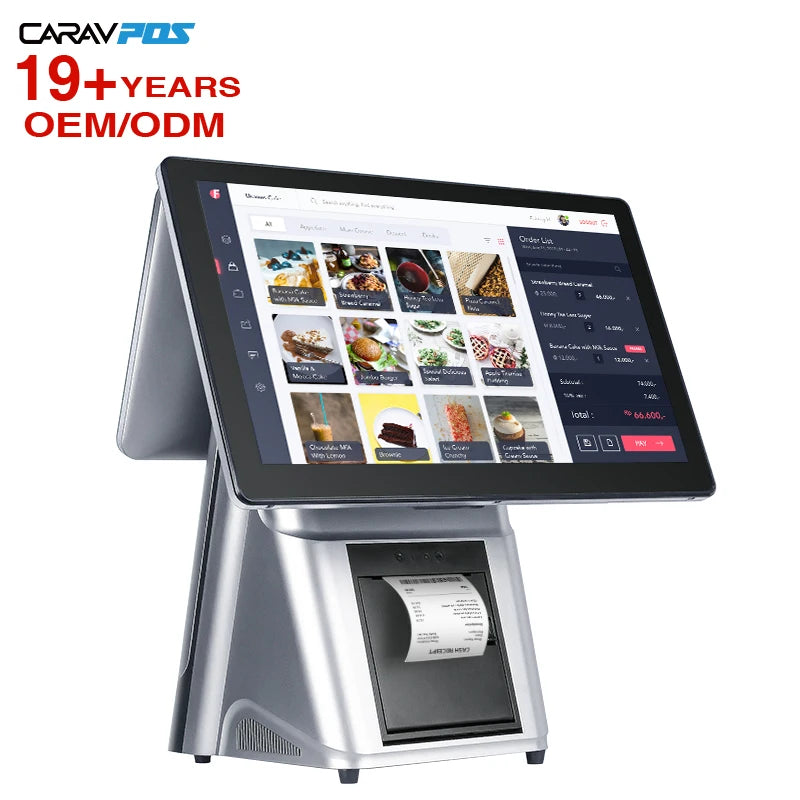 Windows Dual Screen Desktop15/15.6 Inch Pos Terminal Cash Register All in One Pos Machine for Self Ordering System Pos Systems