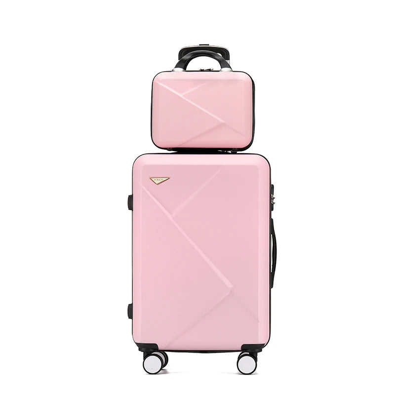 Lady  18inch 2 Wheeled  Laptop Waterproof Travel Bags Computer Trolley Leather Luggage Luxury Travel Bags pink Sets Luggage 2020