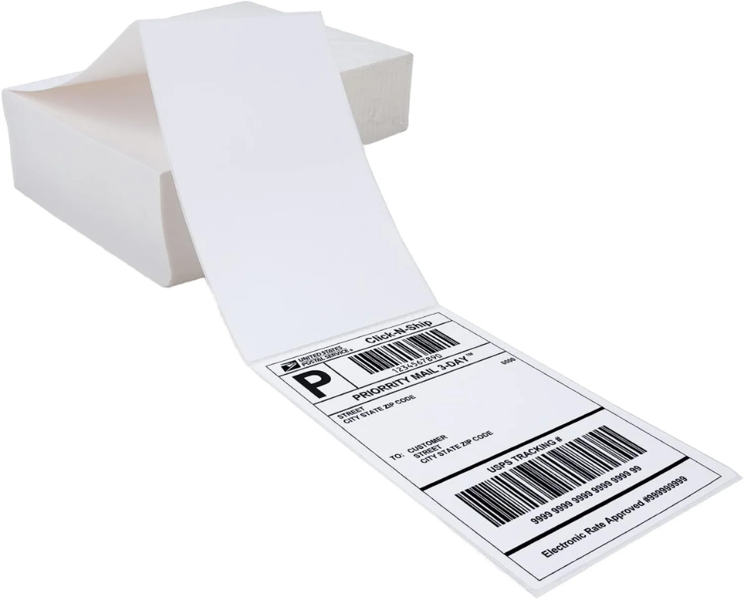 Factory Wholesale 4X6 White Thermal Waterproof Adhesive Sticker Folding Shipping Labels for Supermarket Use 100X150