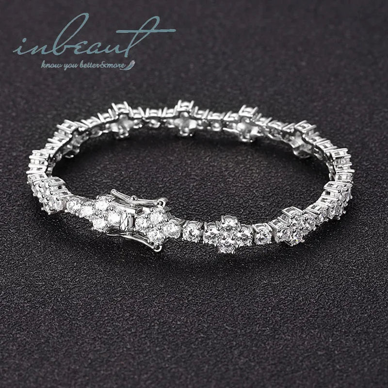 Silver 925 Original Brilliant Cut Diamond Test Past 3mm D Color VVS1 Moissanite Bracelet  for Teen Girls Gift Fine Jewelry