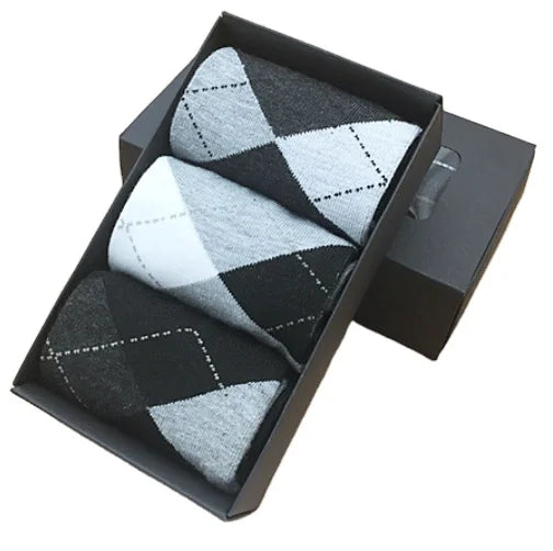Autumn Winter Men's Casual Socks High Quality Polyester Crew Tube Socks Anti-Slip Breathable Features Gift Box Packaging Cuff