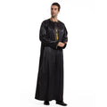 Men's Polyester Abaya Thobe Embroidered Jubbah with Tassels Middle East Muslim Arab Caftan Thawb for Men