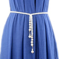 Simple Fashion Beaded Belts for Ladies Sweet Stretch Pearl Waist Chain with Pendant