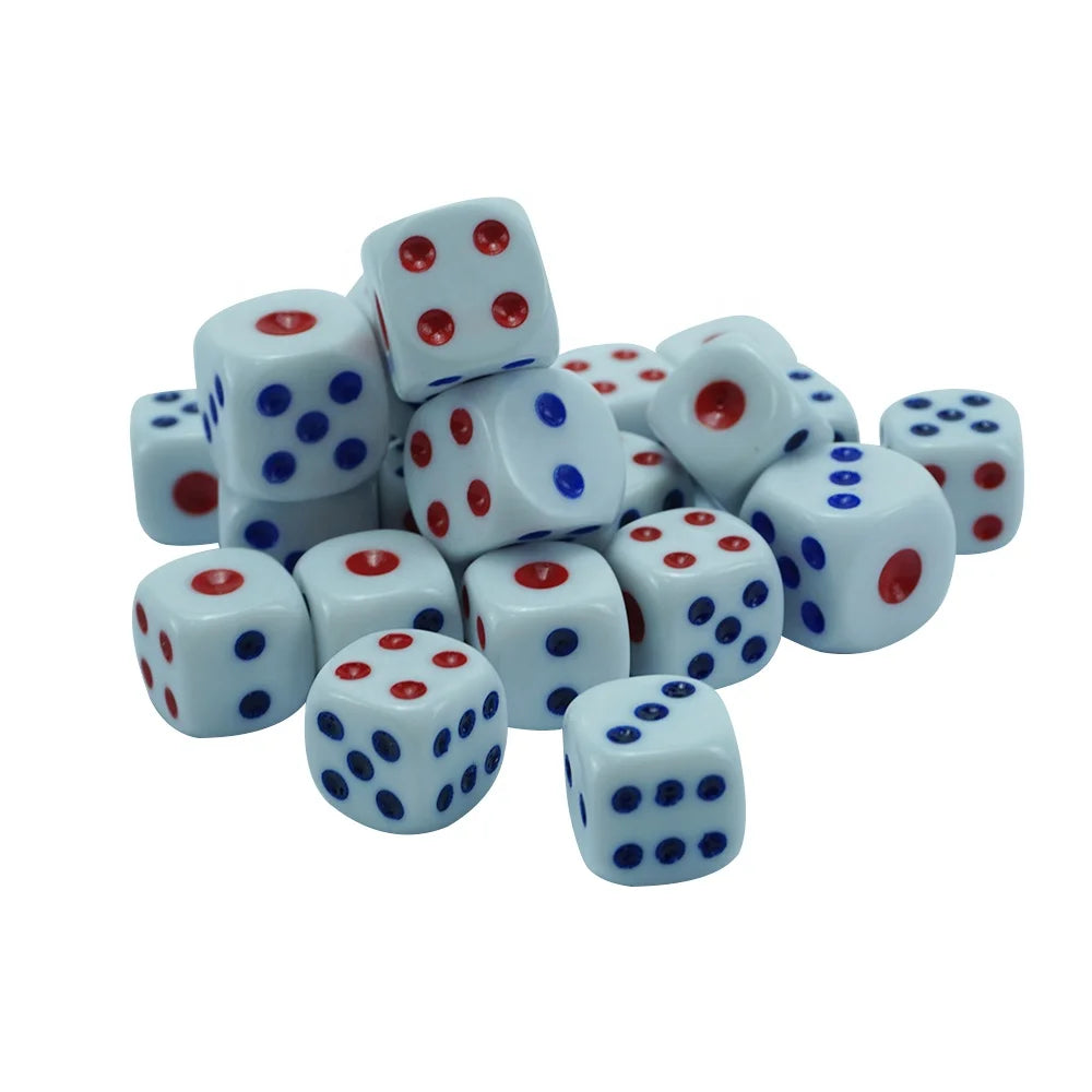 Acrylic Polyhedral Dice 16mm White Square and Round Corner Six-Sided for DND Games and Board Games Made From Resin Plastic