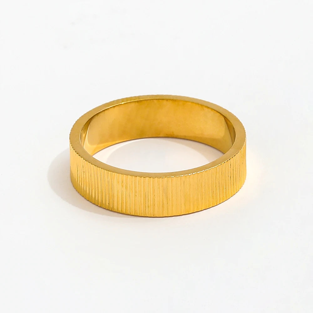 High End 18K PVD Gold Plated Stainless Steel Gear Band Rings for Women Stylish Tarnish-Free Jewelry-for Gift