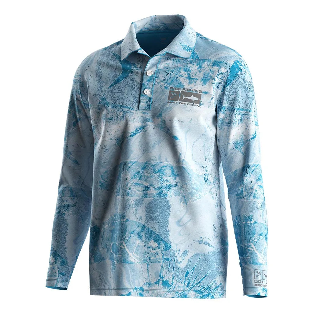 Men Long Sleeve Button Shirt Fishing Polo for Hunting and Fishing