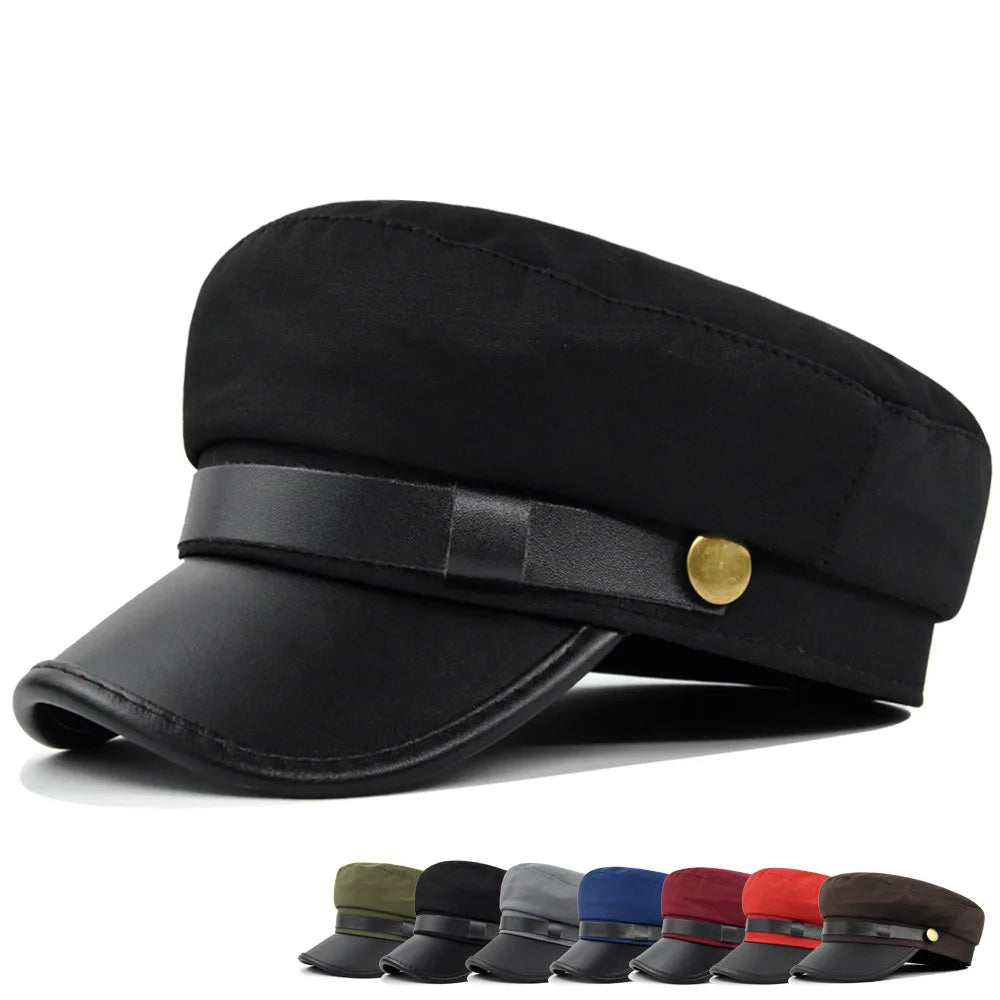 Women's Visor Beret Hats Metal Button Vintage Octagonal Cap  Newsboy Cap