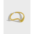 Minimalist 925 Sterling Silver 18K Gold Plated Open Ring with Smooth Wave Shape Adjustable Fine Jewelry for Women