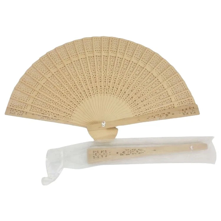 FAREA Chinese Custom Print Natural Sandalwood Wood Fan for Weddings Wholesale Decorations