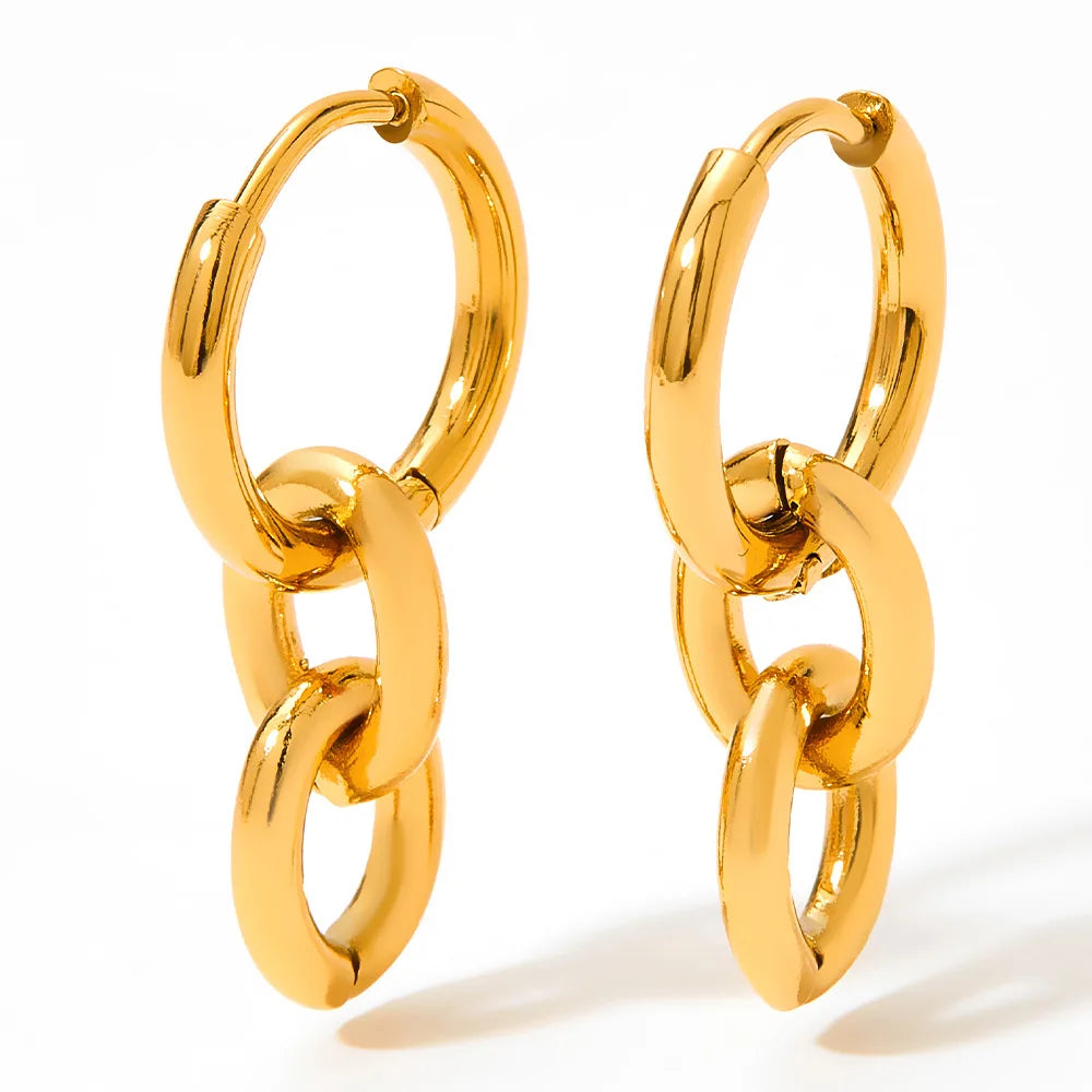 2024 Tarnish Free Earrings 18k Gold Plated Water Resistant Stainless Steel Anti Allergy Geometric Round Hoop Earrings for Women