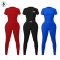 Custom Fall 2024 Women's Solid Cotton Ribbed Breathable Skinny Fit Two Piece for Wear Set Tops & Leggings