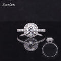 18K Solid White Gold 1.2CT Lab Grown Diamond With Moissanite Side Stone Engagement Ring