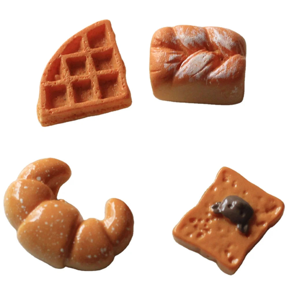 Hot Sale Cute Miniature Food Model Assorted Resin Bread Flatback Croissant Simulation