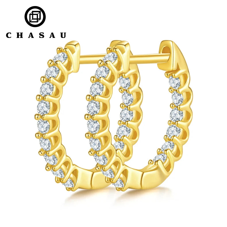 Hot Sale Classic 925 Sterling Silver 1.5MM 0.015CT Round Moissanite Hoop Cluster Stud Earrings Statement Earrings for Women