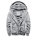 Fitspi Men Thickened Fleece Lined Hooded Sweater Jacket Autumn Winter Baseball Loose Sports Coat Warm