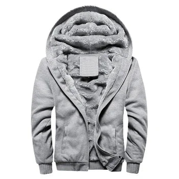 Fitspi Men Thickened Fleece Lined Hooded Sweater Jacket Autumn Winter Baseball Loose Sports Coat Warm