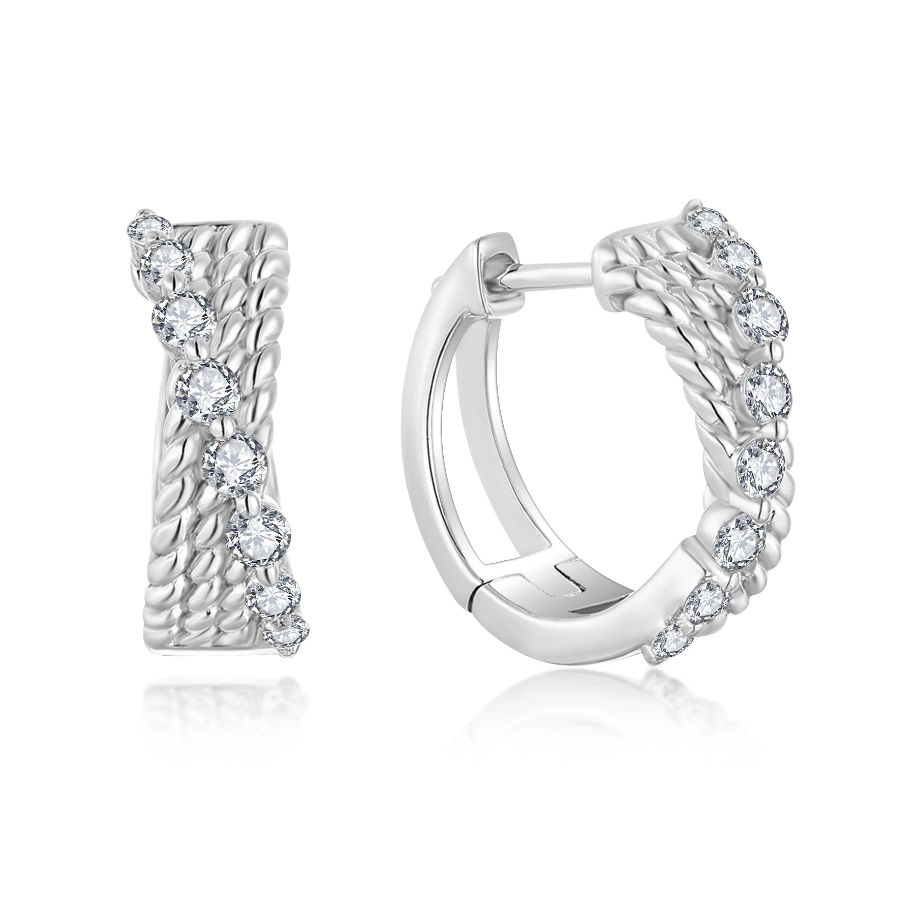 Qingxin New Arrivals Vintage Style Fine Jewelry 925 Sterling Silver Zircon CC Huggies Hoop Earrings for Womens