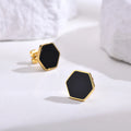 YK Small and Minimalist Geometric Fashion Women's Jewelry 18k Gold-plated Hexagonal Stainless Steel Studs Earrings
