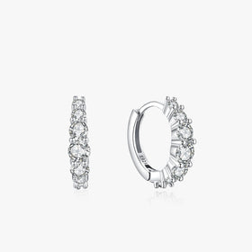 Ailmay Real 925 Sterling Silver Luxury Circle Zirconia Hoop Earrings Trendy Ear Buckle for Women Wedding Engagement Jewelry Gift