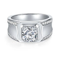Double Row 1ct 2ct Round Cut Moissanite 925 Men Sterling Silver Rings HONGKONG Ring Size #15-#26