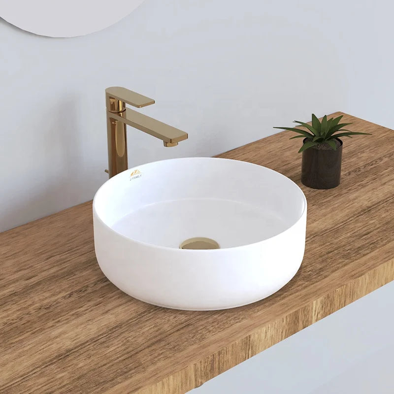 360mm Slim Edge Bathroom Sink Ceramic Round Wash Basin Decoration Above Counter Art Basin MegaBDM