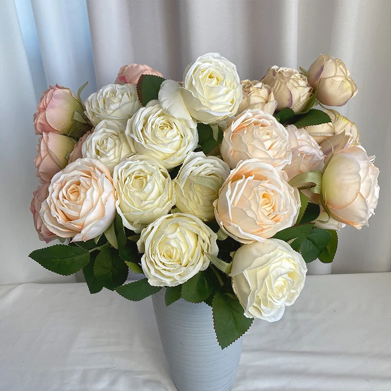 Direct From Manufacturer 9-Head Autumn Rose Wall Artificial Flower for Christmas Graduation Valentine's Day Decor