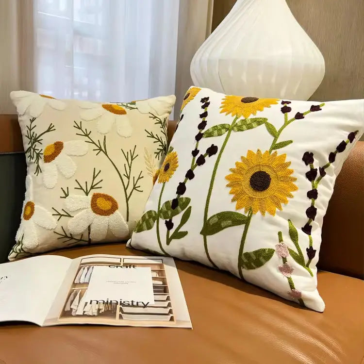 Towel Embroidery Pillowcases Simple Home Living Room Sofa Decoration Square Pillow Cover Small Fresh Cushion Cover