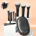 10Pcs Black Mini Makeup Brush Set Concealer Shaving Brush Nylon Travel Bag for Face Contour Eyeshadow-Women's Beauty Tools