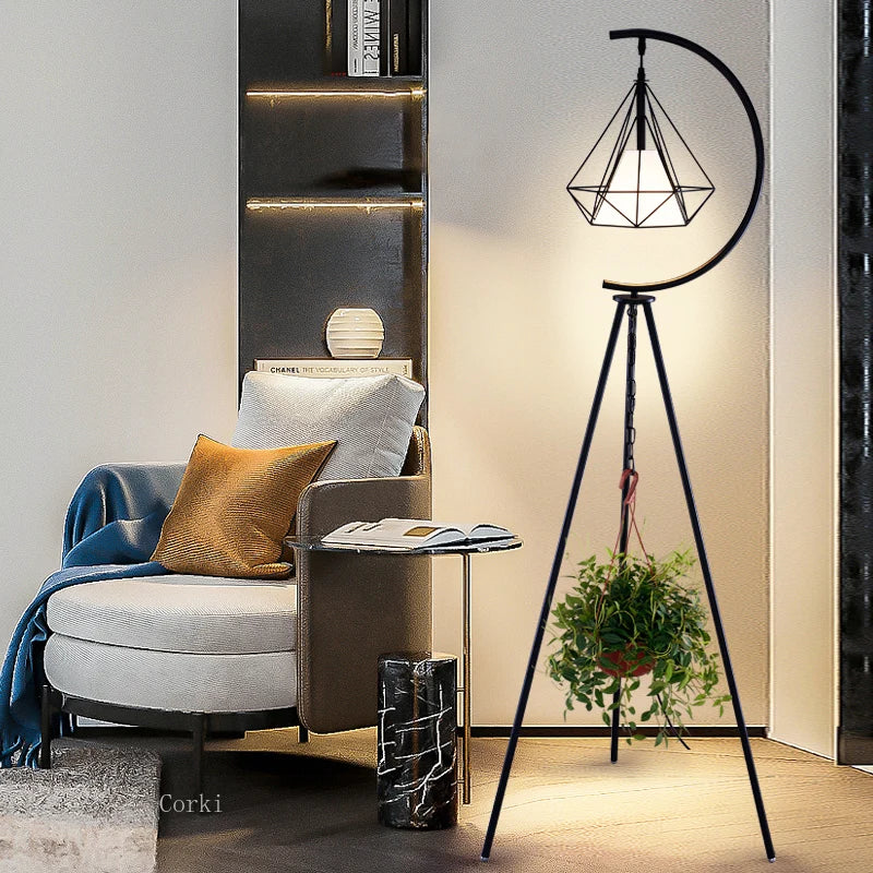 Modern Wrought Iron Triangle Led Floor Lamps Nordic Living Room Sofa Decor Standing Lamp Bedroom Bedside Reading Lamp