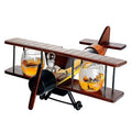 2025 New Design Hotselling Airplane Shaped Glass Bottle with 2 Globe Cups Whiskey Decanter for Liquor Bourbon Vodka Rum Tequila