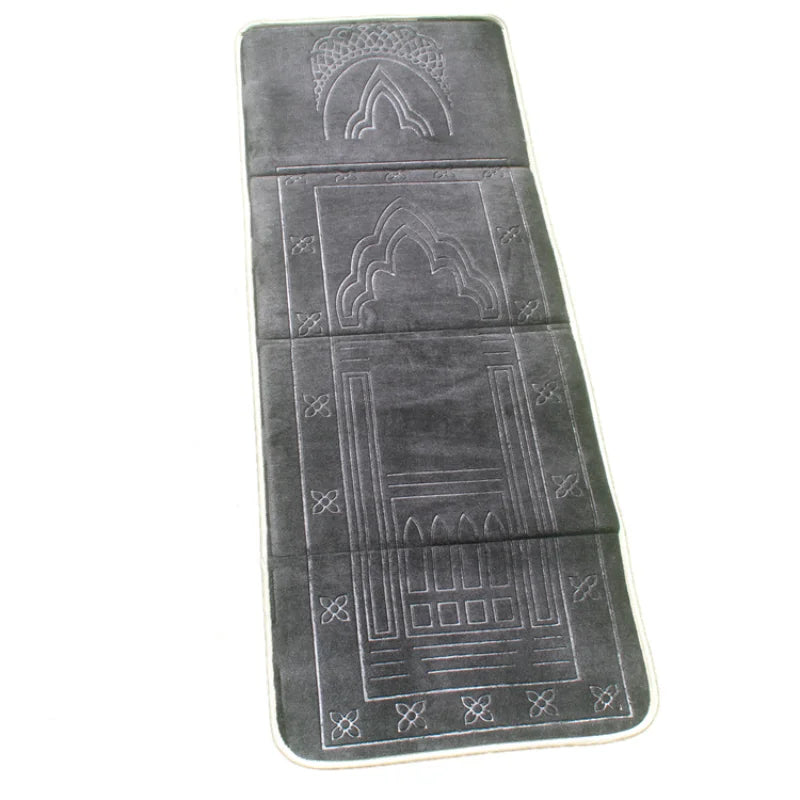 2026 Plain Embossed Portable Pilgrimage Thick Prayer Mat Muslim Carpet Islam Foldable Prayer Mat with Backrest Prayer Mat Gift s